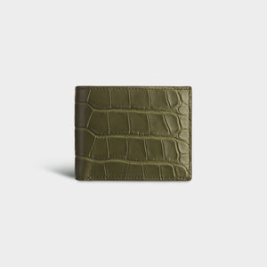 SLIM BI-FOLD CROCODILE WALLET