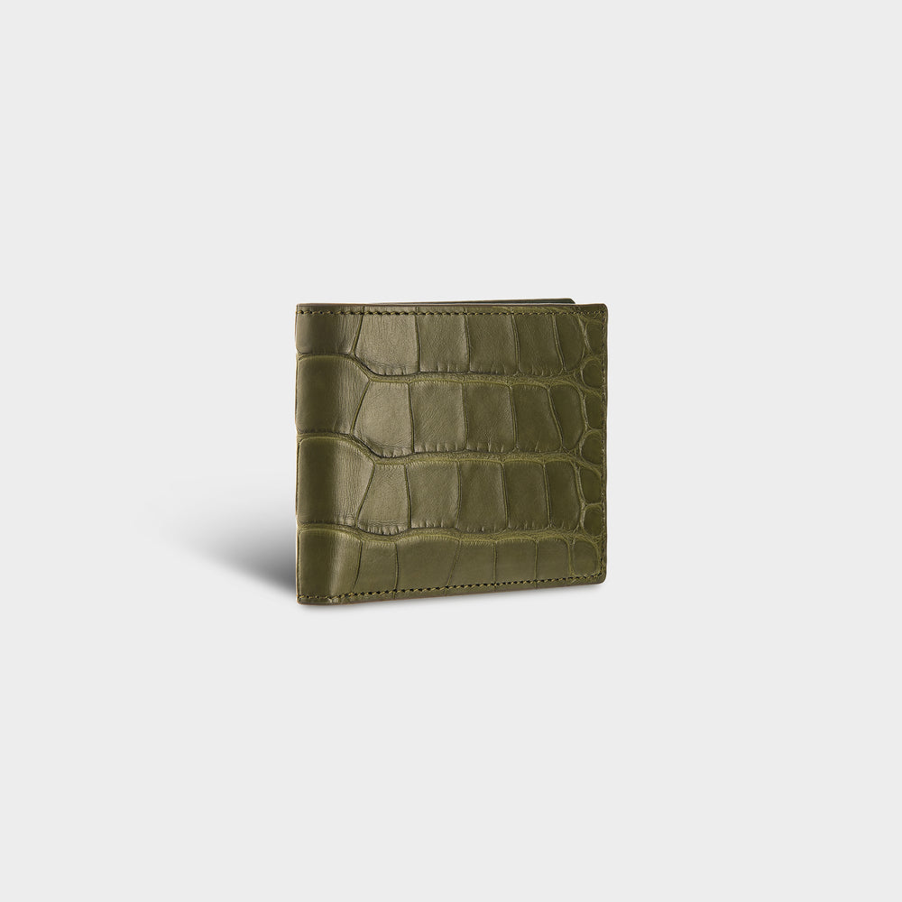 SLIM BI-FOLD CROCODILE WALLET